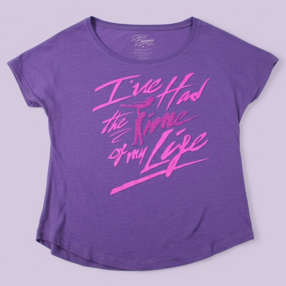 Dirty Dancing Lift Scene T-Shirt Medium Purple Retro 80s Glitter Graphic - Picture 2 of 4